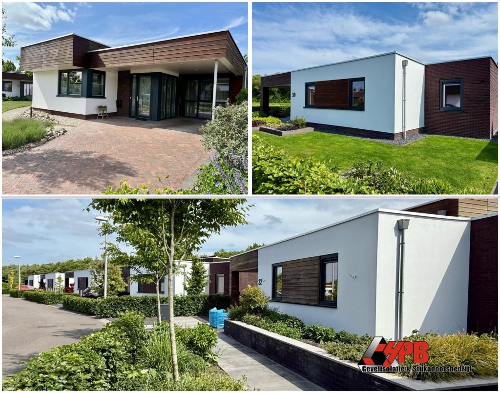 Gevelreiniging en verfsysteem voor 11 bungalows in Hoogeveen door HPB Gevelisolatie – foto 1 van 1