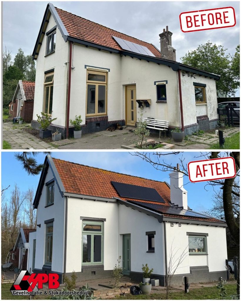 Gevelrenovatie met sierpleister in Zuidbroek door HPB Gevelisolatie – foto 1 van 1